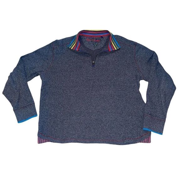 Robert Graham Men's Gray Pullover 1/4 Zip Sweater Size L 100% Cotton Pre-owned - Picture 1 of 8